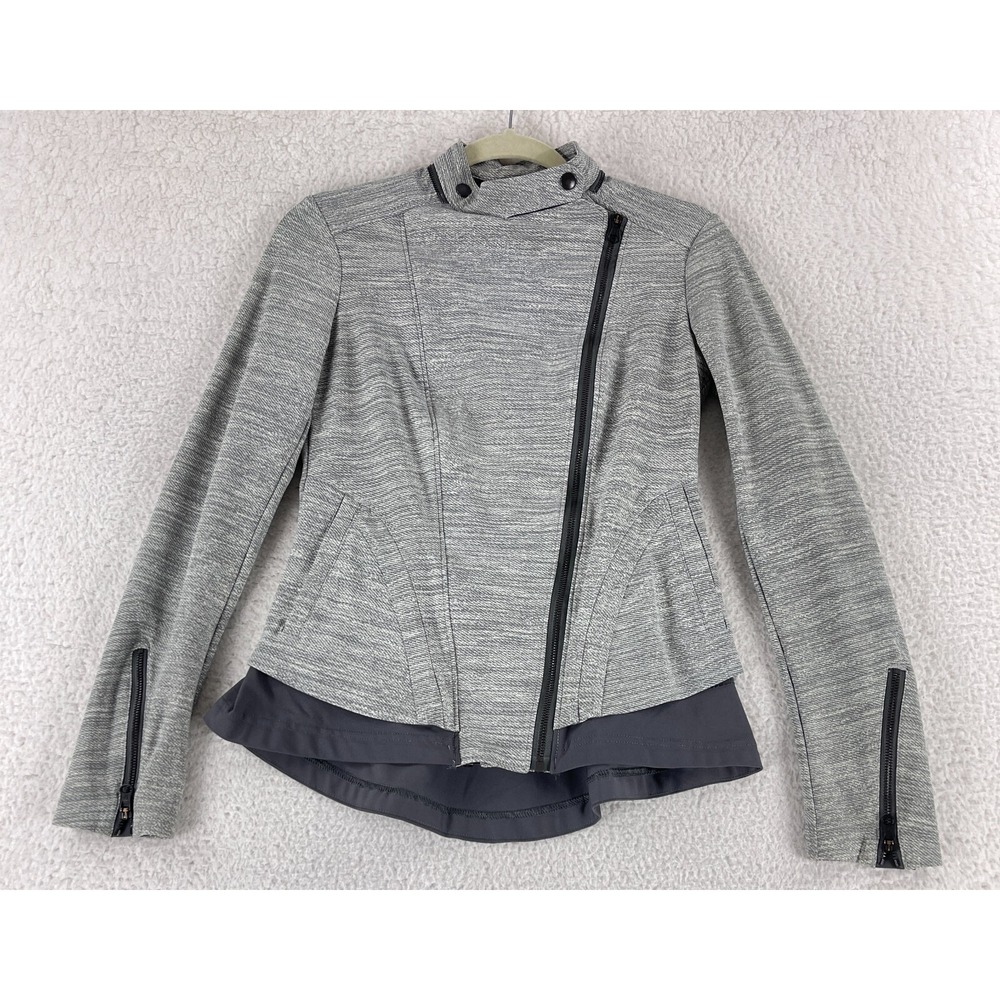 Lululemon Bust A Move Jacket Women Size 6 Commuter Denim Silver Spoon Slate Grey